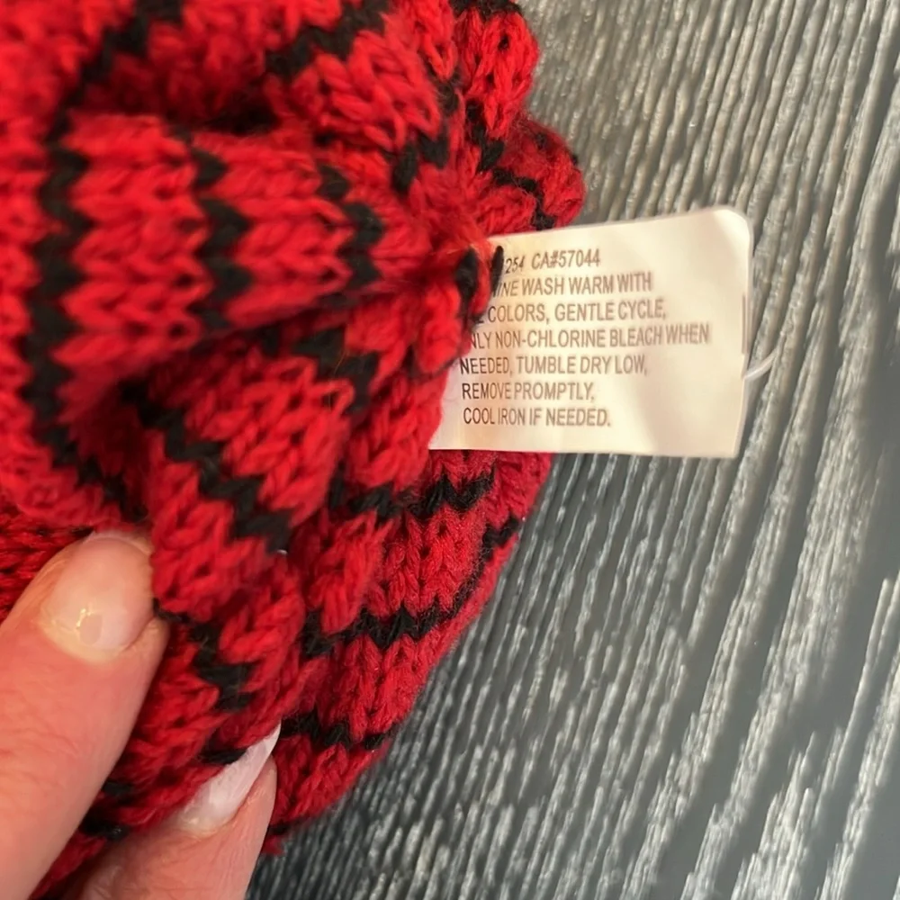 Dark Red And Black Knit Hat-See Photos